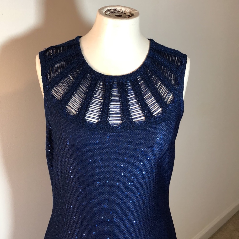 St. John GORGEOUS Sleeveless Sapphire Sequin Evening Cocktail Dress